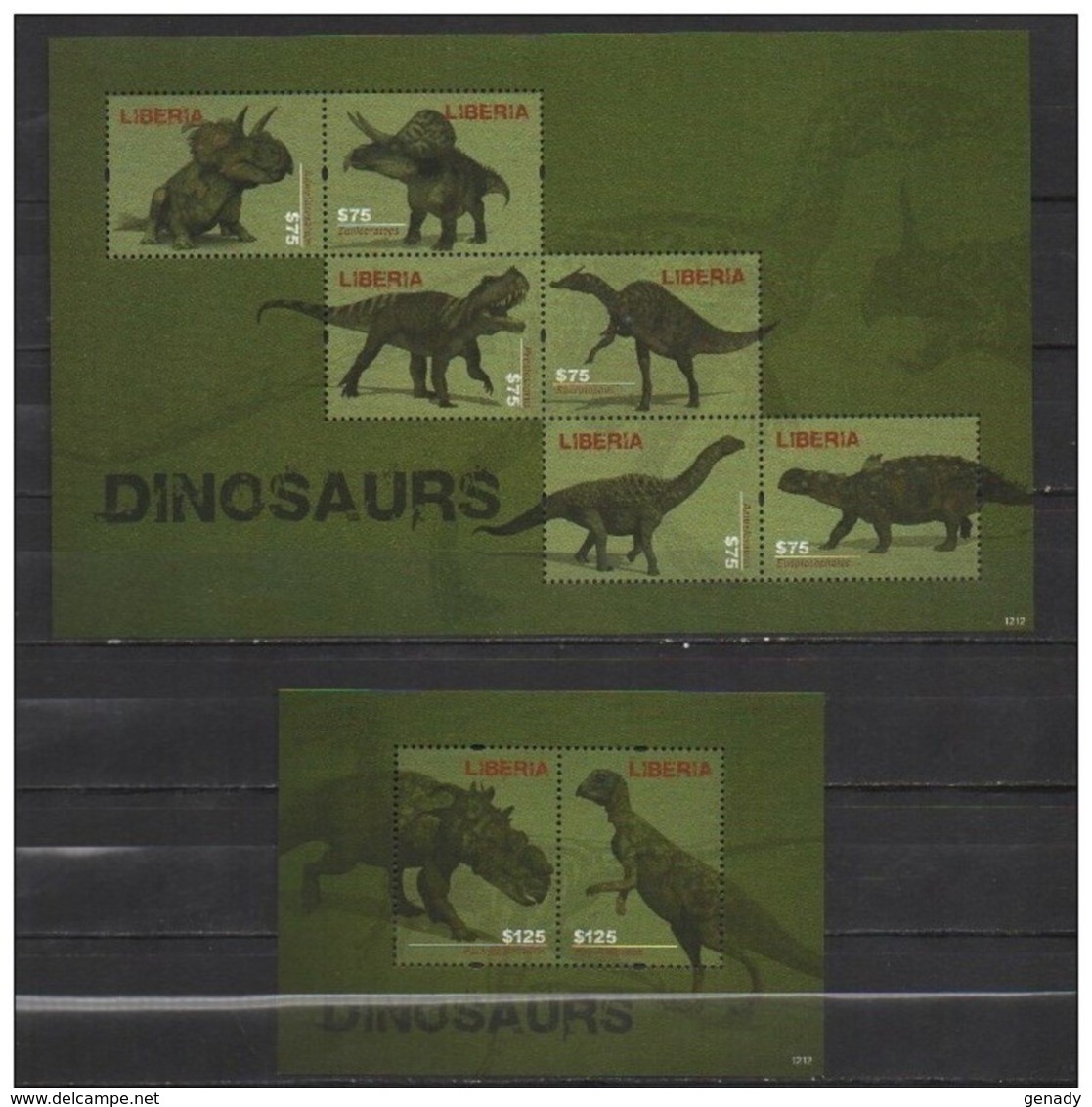 LIBERIA 2012 DINOSAURS  MNH MI. 6117 -20 BL 627 - Vor- U. Frühgeschichte