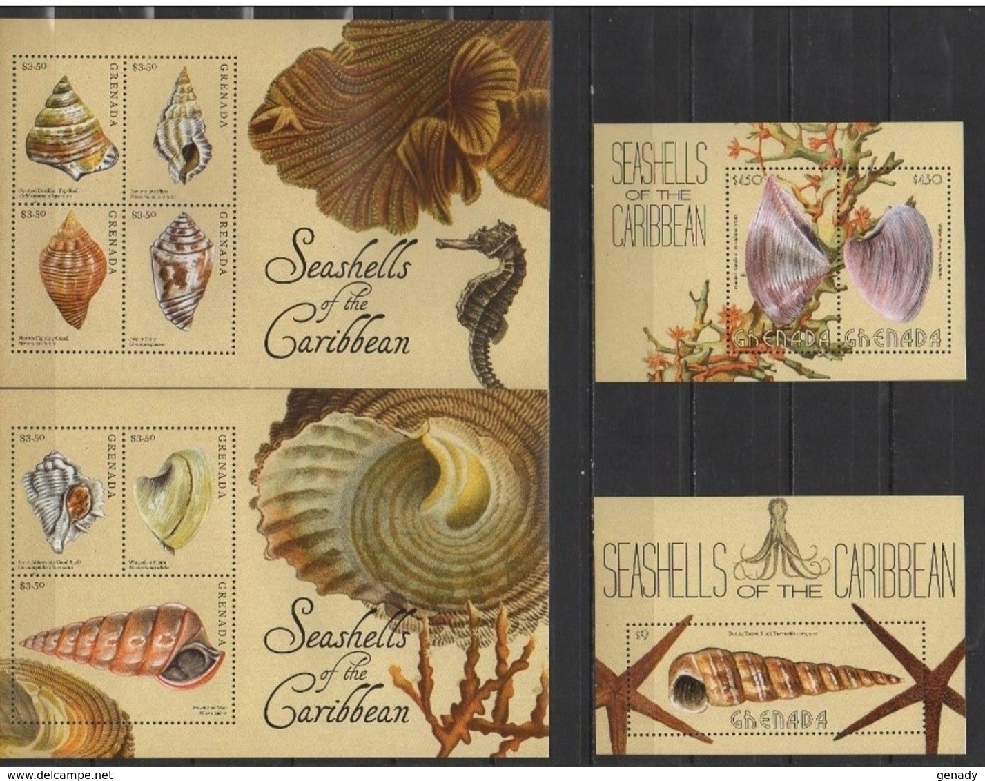 GRENADA 2013 SHELLS  MNH MI. 6615 - 21 BL. 821 - 22 - Coquillages