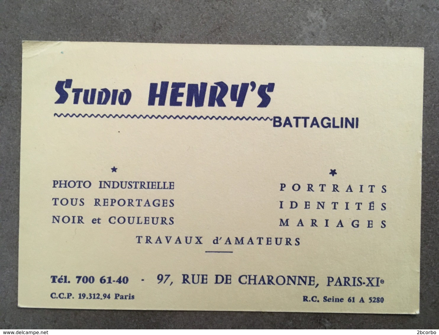 CARTE PUB STUDIO HENRY'S BATTAGLINI 97 RUE DE CHARONNE - Sonstige & Ohne Zuordnung
