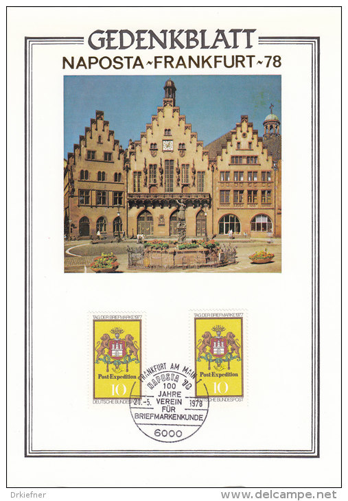 BRD 2x 948  Auf Sonderkarte Zur NAPOSTA '78 Mit SoStempel: Frankfurt Main 100 Jahre VBK 21.5.1978 - Cartas & Documentos