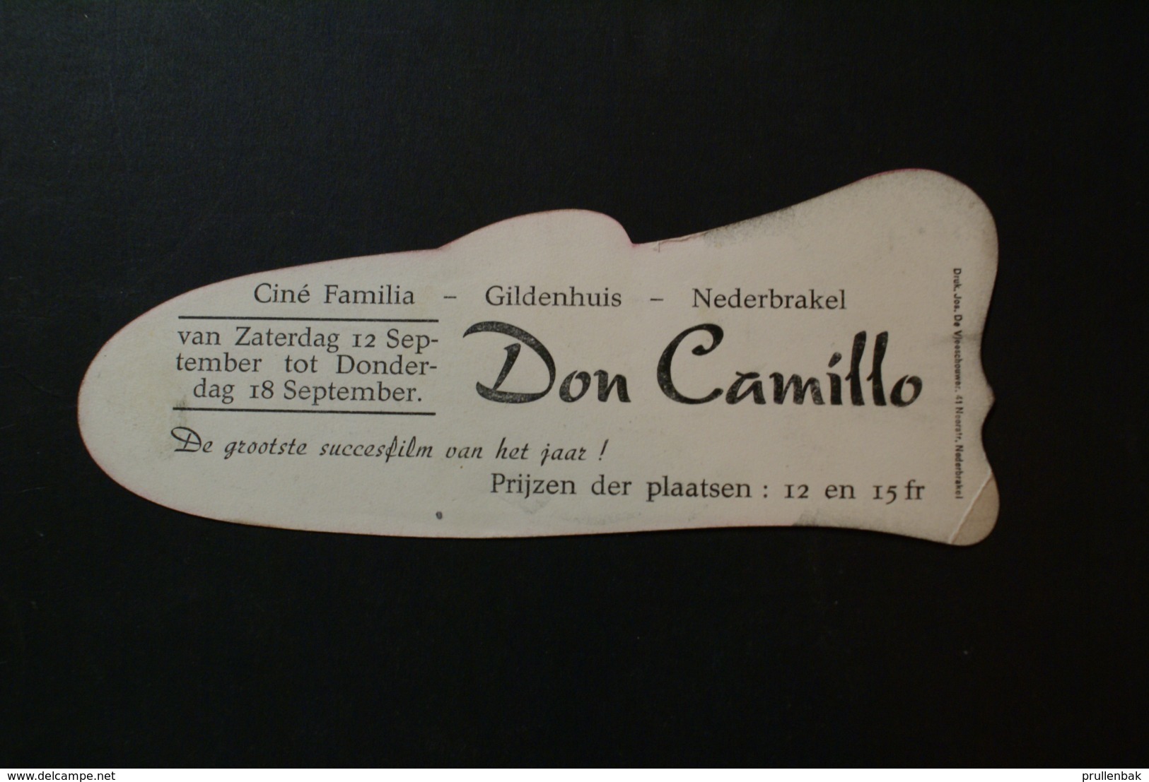 Nederbrakel - Publiciteit Ciné Familia Gildenhuis (Don Camillo - Afbeelding Fernandel) - Brakel