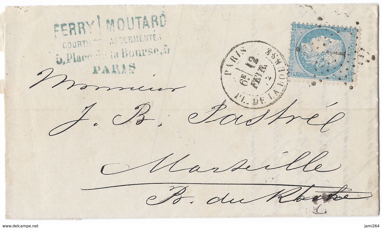 TIMBRE 60/1   ; LETTRE Cachet PARIS , Étoile 1 ; Planché  127 G1 ; TTB - 1871-1875 Cérès