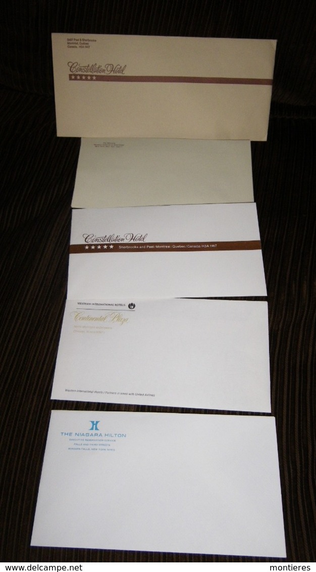 4 Enveloppes Hôtels Américains & Canadiens The Niagara Hilton - Continental Plaza Chicago - Constellation Hotel Montreal - Canadá