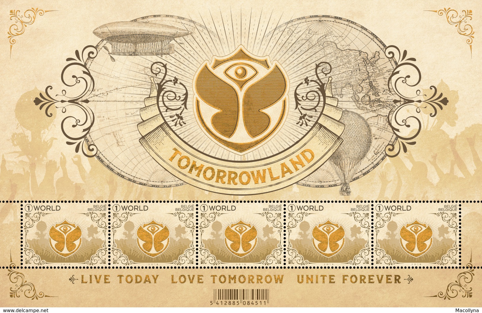 België 2018 Tomorrowland** Live Today / Love Tomorrow / Unite Forever - Unused Stamps