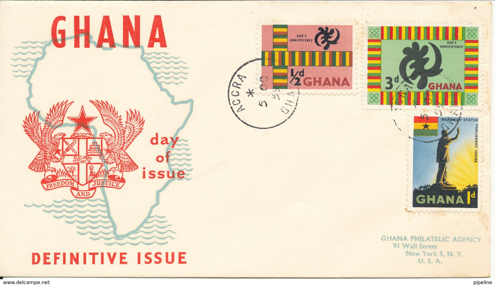 Ghana FDC 5-10-1959 Definitives Complete Set Of  With Cachet - Ghana (1957-...)