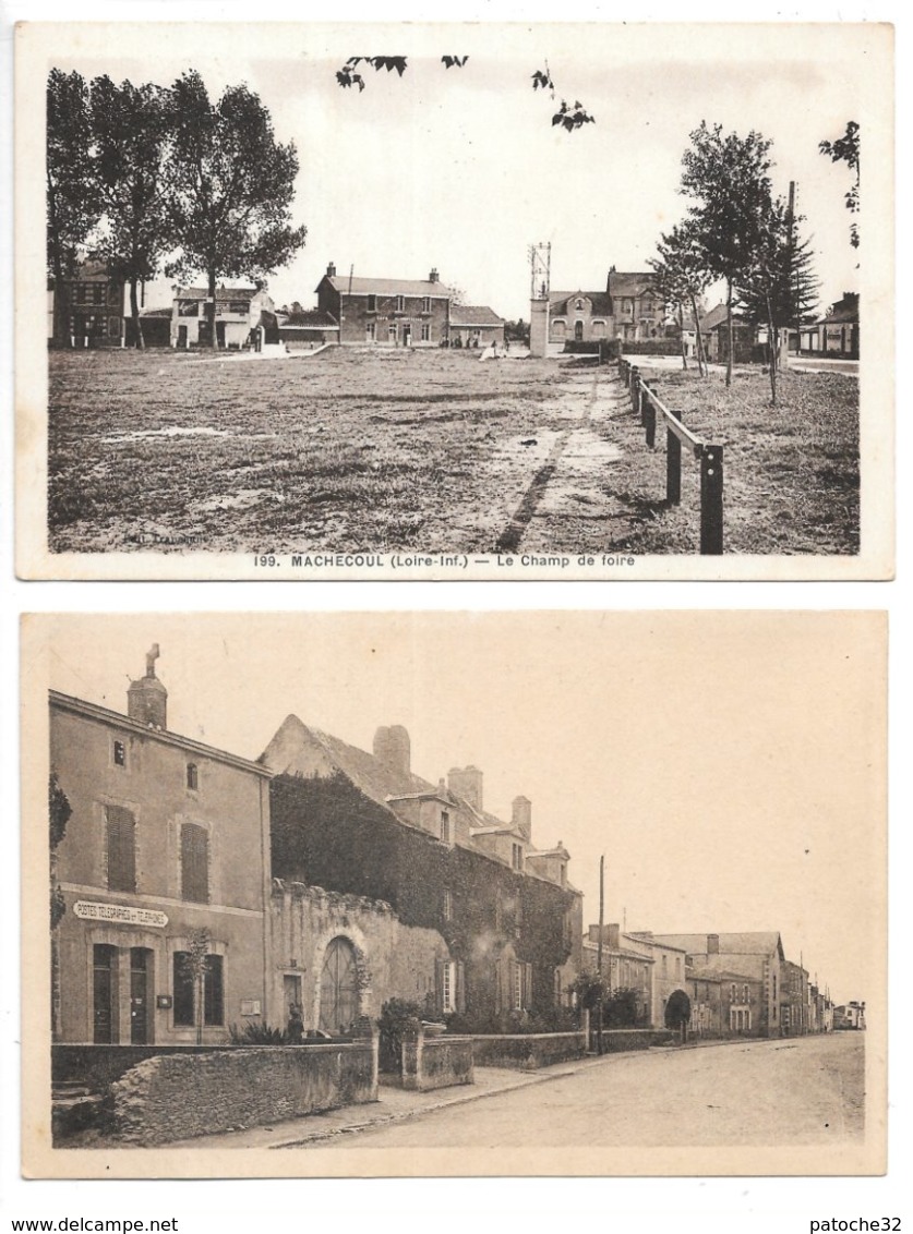 2 Cpa..Machecoul...(loire-inf.)...le Champ De Foire...la Poste , Grande Rue...1943... - Machecoul