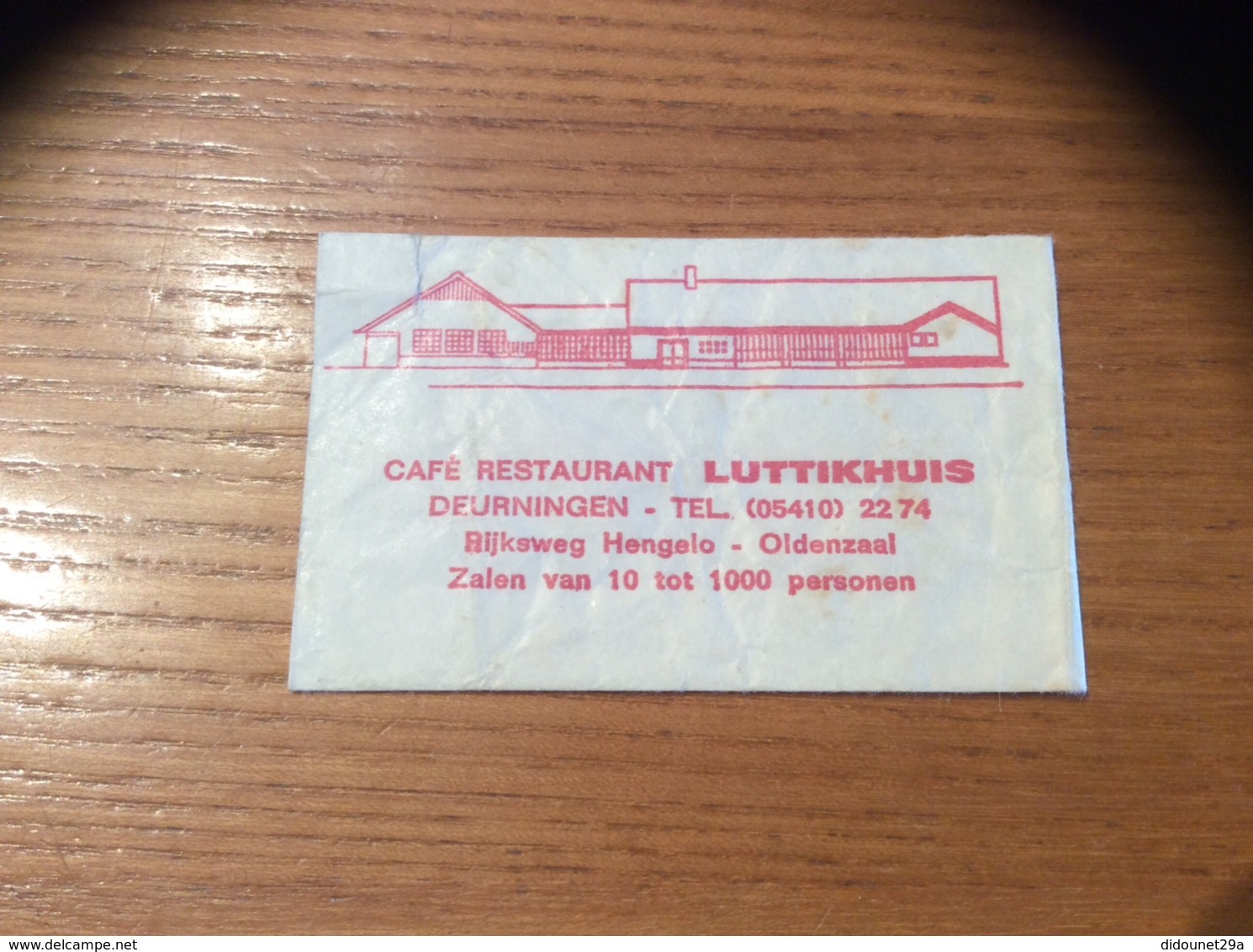 Ancien Sachet De Sucre Pays-Bas "Café Restaurant LUTTIKHUIS - Oldenzaal" - Sugars