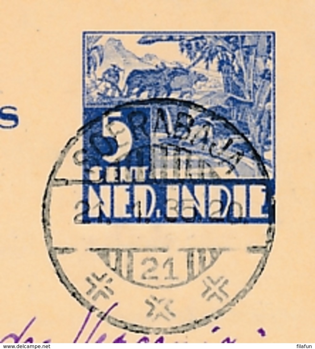 Nederlands Indië - 1935 - 5 Cent Karbouwen, Briefkaart G56 Van LBnr Soerabaja/21 Naar Batavia-Centrum/11 - Nederlands-Indië