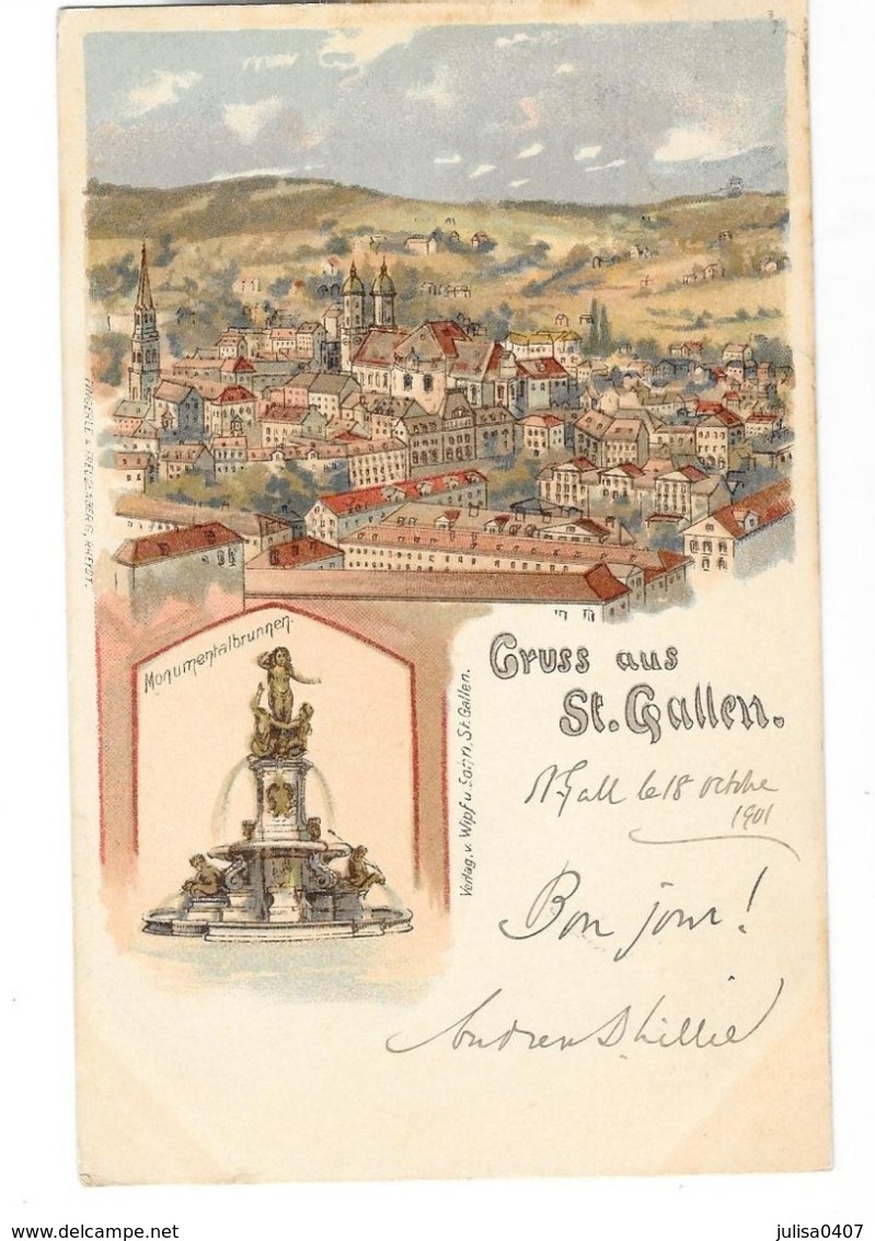 ST GALLEN ST GALL (Suisse) Carte Illustrée GRUSS - Saint-Gall