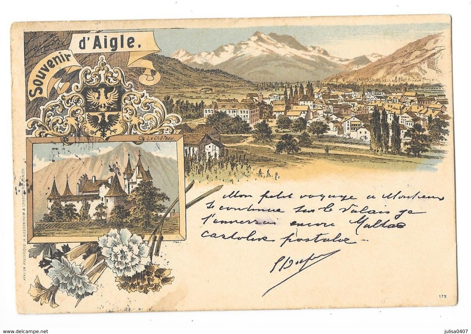 AIGLE  (Suisse) Carte Illustrée Type GRUSS 1899 - Aigle