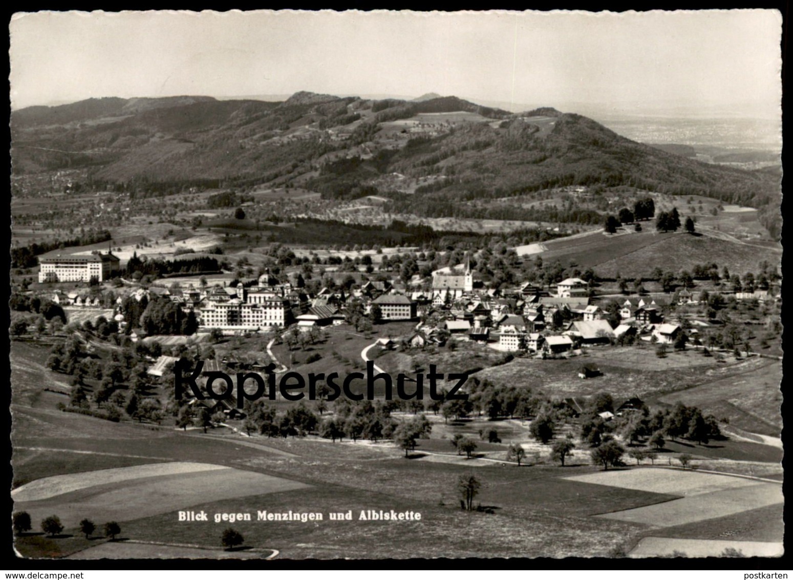 ÄLTERE POSTKARTE BLICK GEGEN MENZINGEN UND ALBISKETTE Kanton Zug Schweiz Suisse Cpa Postcard Ansichtskarte AK - Menzingen