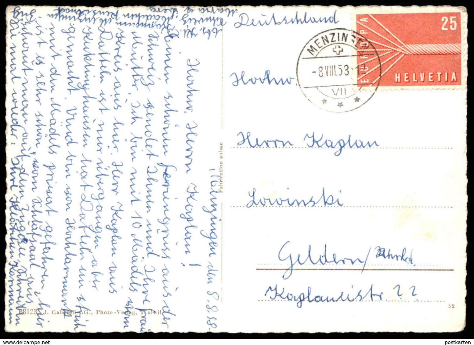 ÄLTERE POSTKARTE BLICK GEGEN MENZINGEN UND ALBISKETTE Kanton Zug Schweiz Suisse Cpa Postcard Ansichtskarte AK - Menzingen