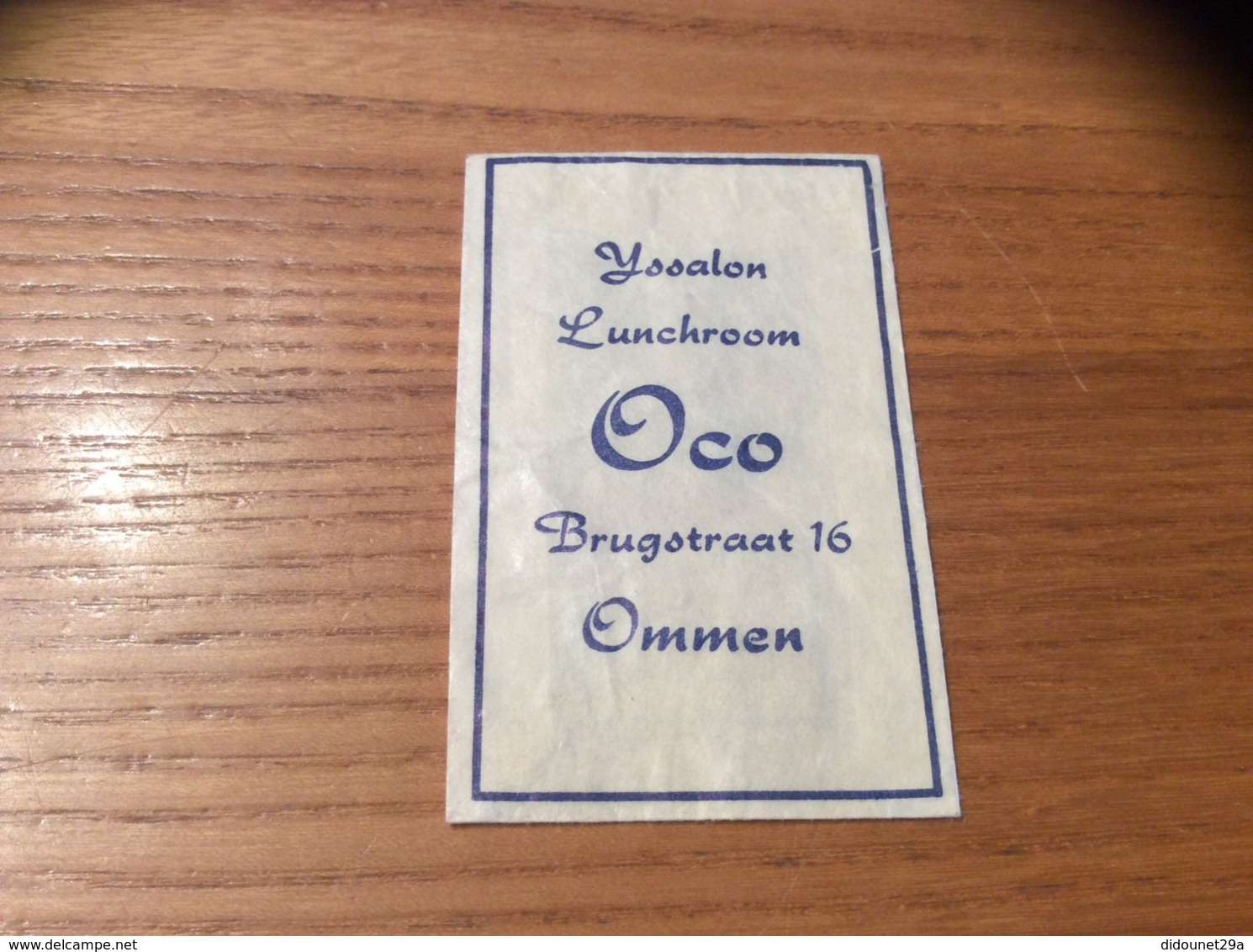 Ancien Sachet De Sucre Pays-Bas "Yssalon Lunchroom Oco - OMMEN" - Sugars