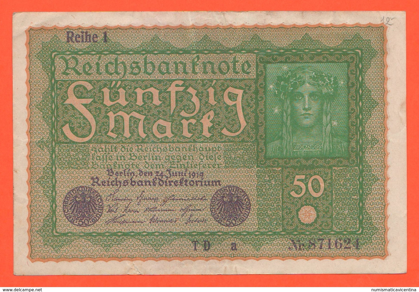 Germania 50 Marchi 1919 Weimar Republic Note - 50 Mark