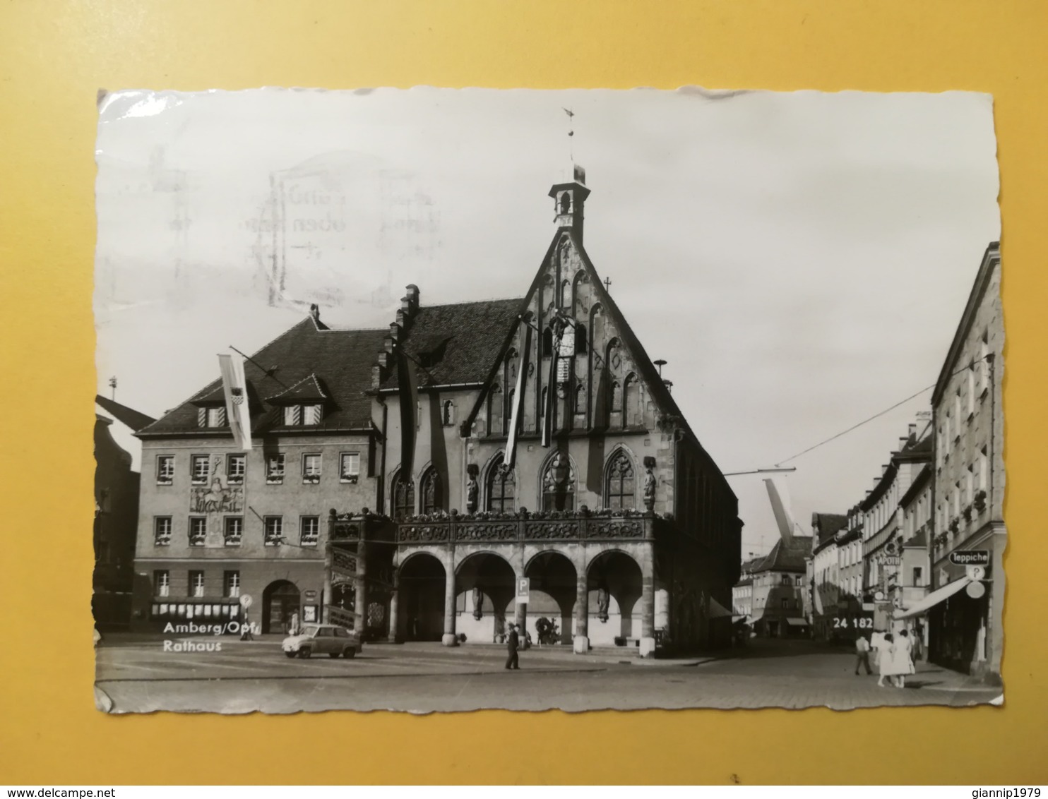 CARTOLINA POSTCARD GERMANIA DEUTSCHE 1960 AMBERG RATHAUS BOLLO THEODOR HEUSS OBLITERE' POSTKARTEN - Amberg