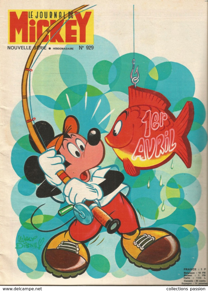 JC , Le Journal De MICKEY , Nouvelle Série ,n° 929,  1970 , Frais Fr 1.95 E - Autres & Non Classés