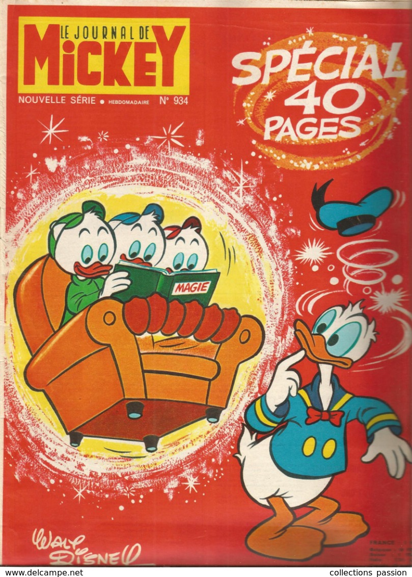 JC , Le Journal De MICKEY , Nouvelle Série ,n° 934,  1970 , Frais Fr 1.95 E - Autres & Non Classés