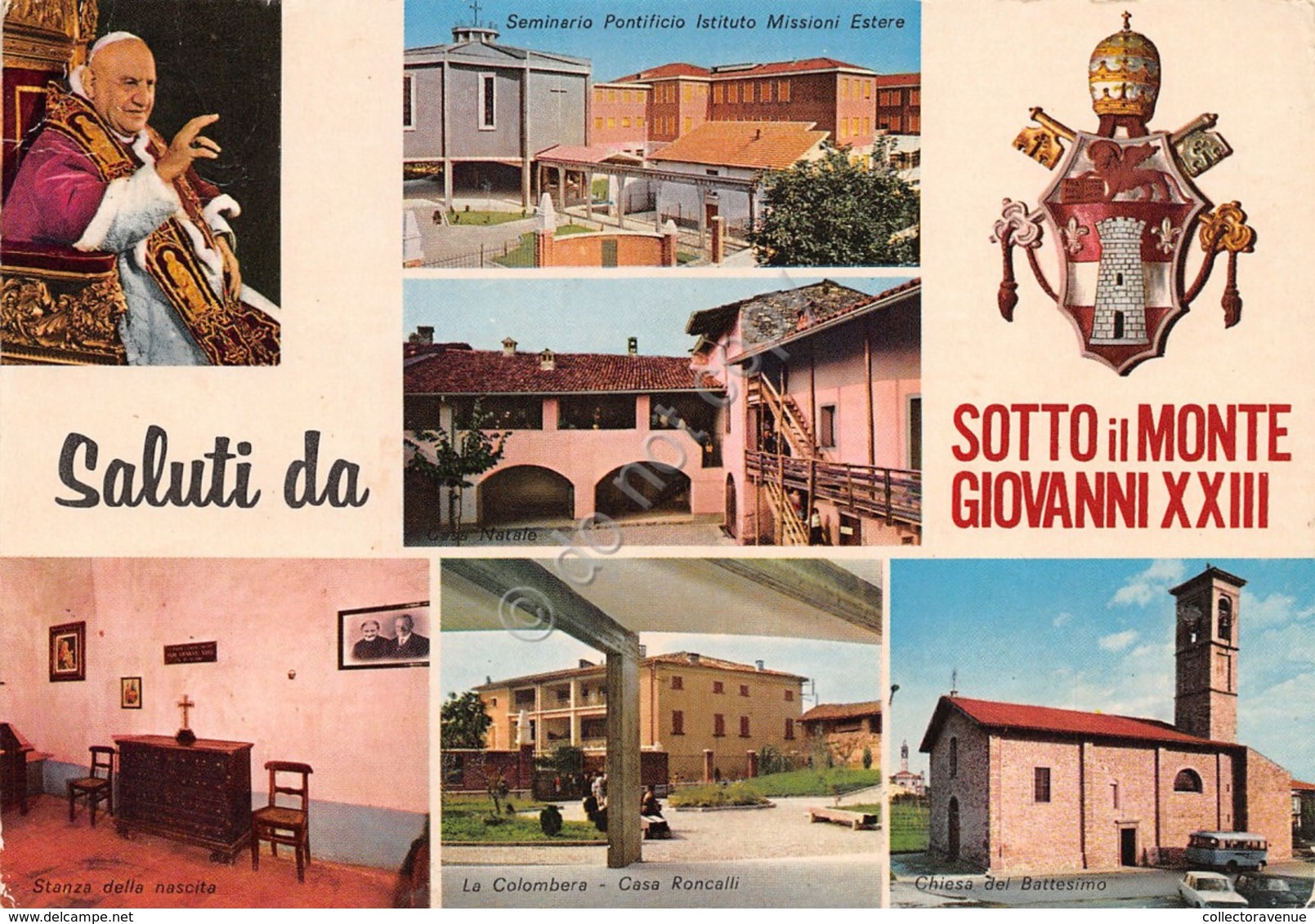 Cartolina Sotto Il Monte Giovanni XXIII Vedute Papa Timbro Casa Natale 1981 - Bergamo