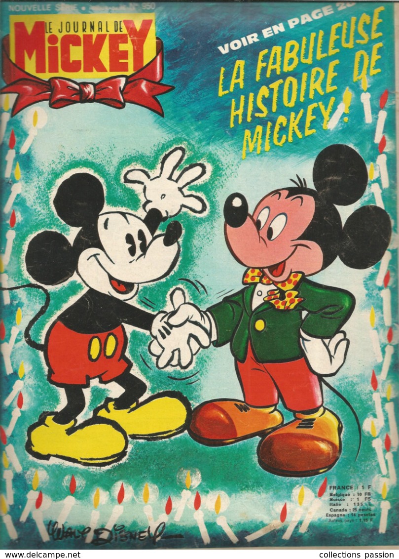 JC , Le Journal De MICKEY , Nouvelle Série ,n° 950,  1970 , Frais Fr 1.95 E - Autres & Non Classés