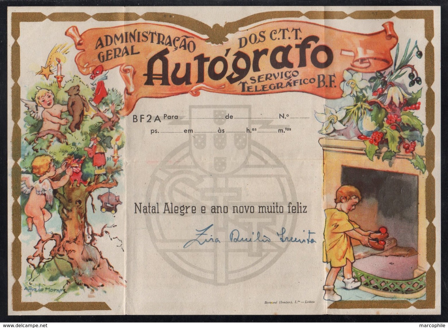 POUPEES - NOUNOURS - JEUX - JOUETS - NOEL / PORTUGAL ANCIEN TELEGRAMME ILLUSTRE (ref 5539) - Poupées