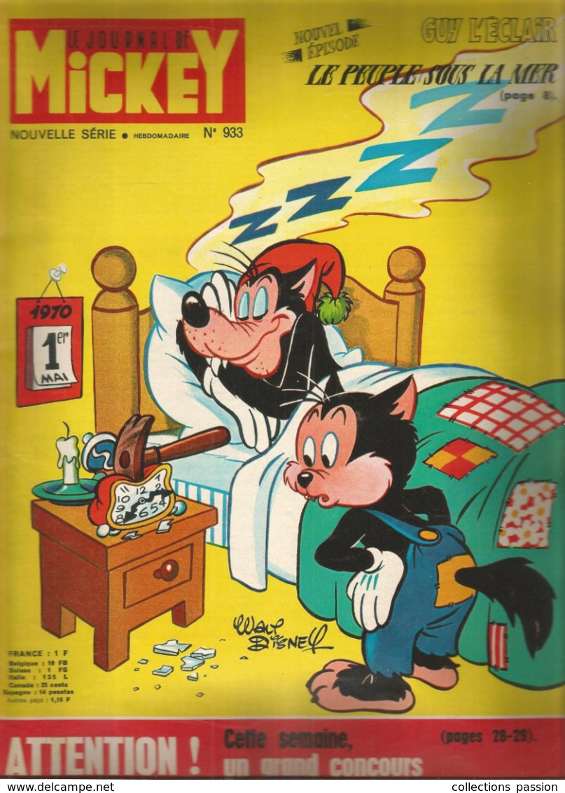 JC , Le Journal De MICKEY , Nouvelle Série ,n° 933 ,  1970 , Frais Fr 1.95 E - Autres & Non Classés