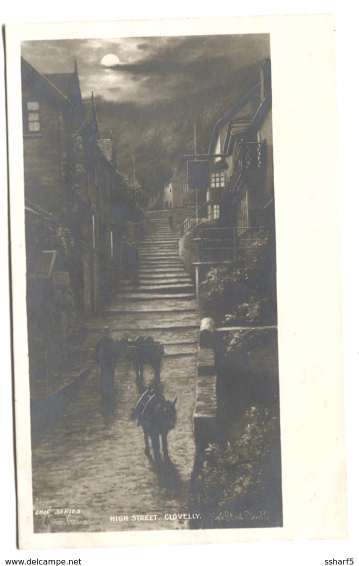 CLOVELLY High Street By Night Keene Photo Chic Series Around 1920? - Clovelly