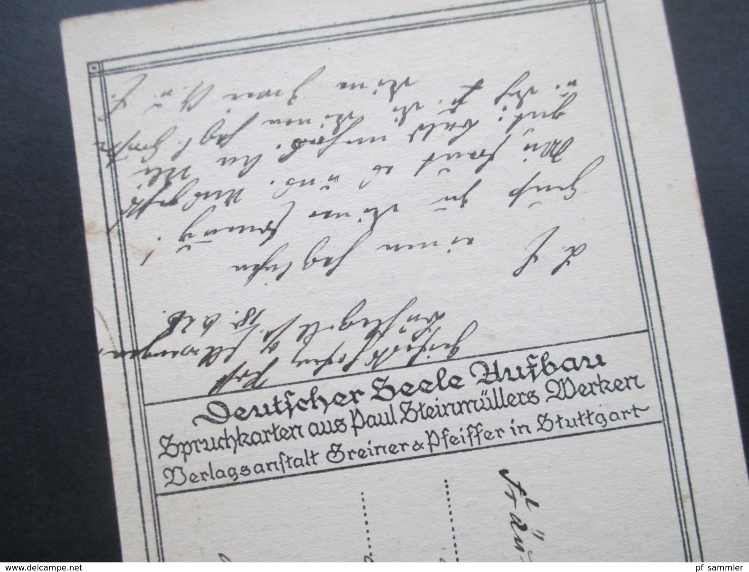 Spruchkarte 1926 Deutsches Wesen Zeigt Sich In Dem Wahren Idealismus... Paul Steinmüller Deutscher Seele Aufbau - Briefe U. Dokumente