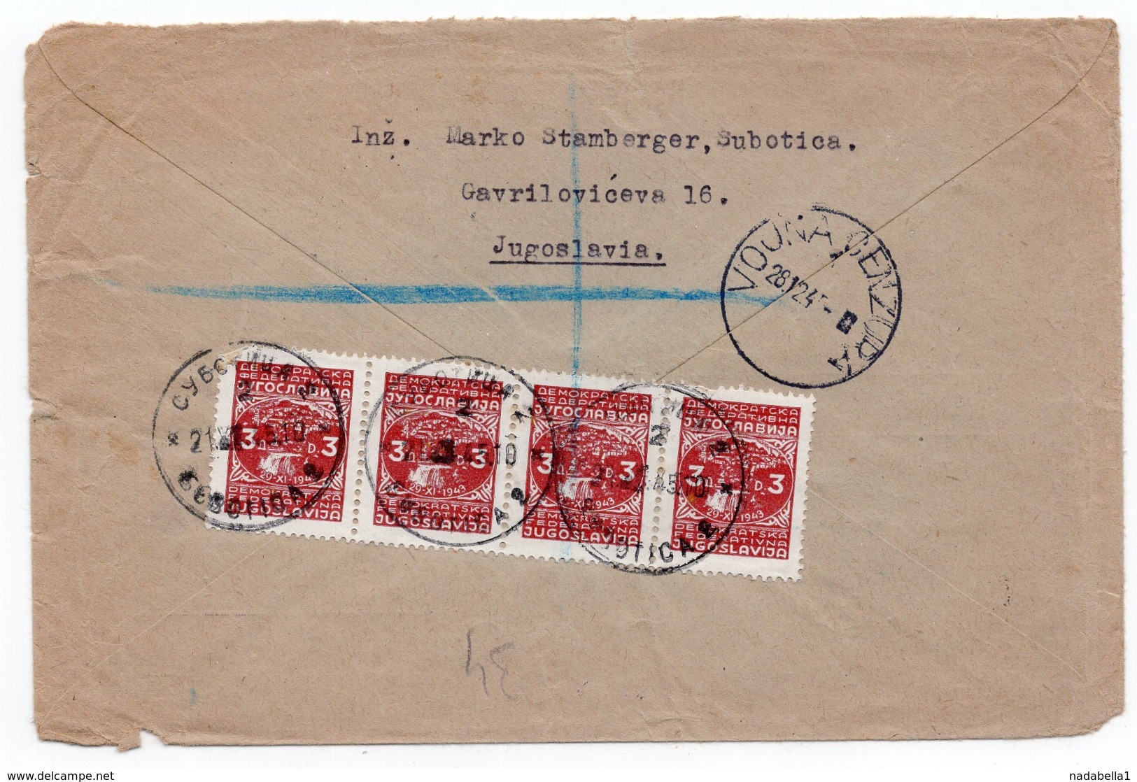 21.12.1945. YUGOSLAVIA, SERBIA, REGISTERED LETTER, SUBOTICA TO LONDON, UK, MILITARY COVER, CENSORED - Lettres & Documents