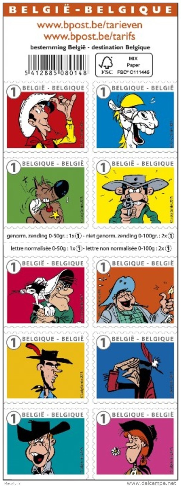 België 2015  Boekje / Carnet 153** Lucky Luke & The Daltons- Zelfklevend /autocollants (10 X Waarde 1) - Postzegelboekje - Unclassified