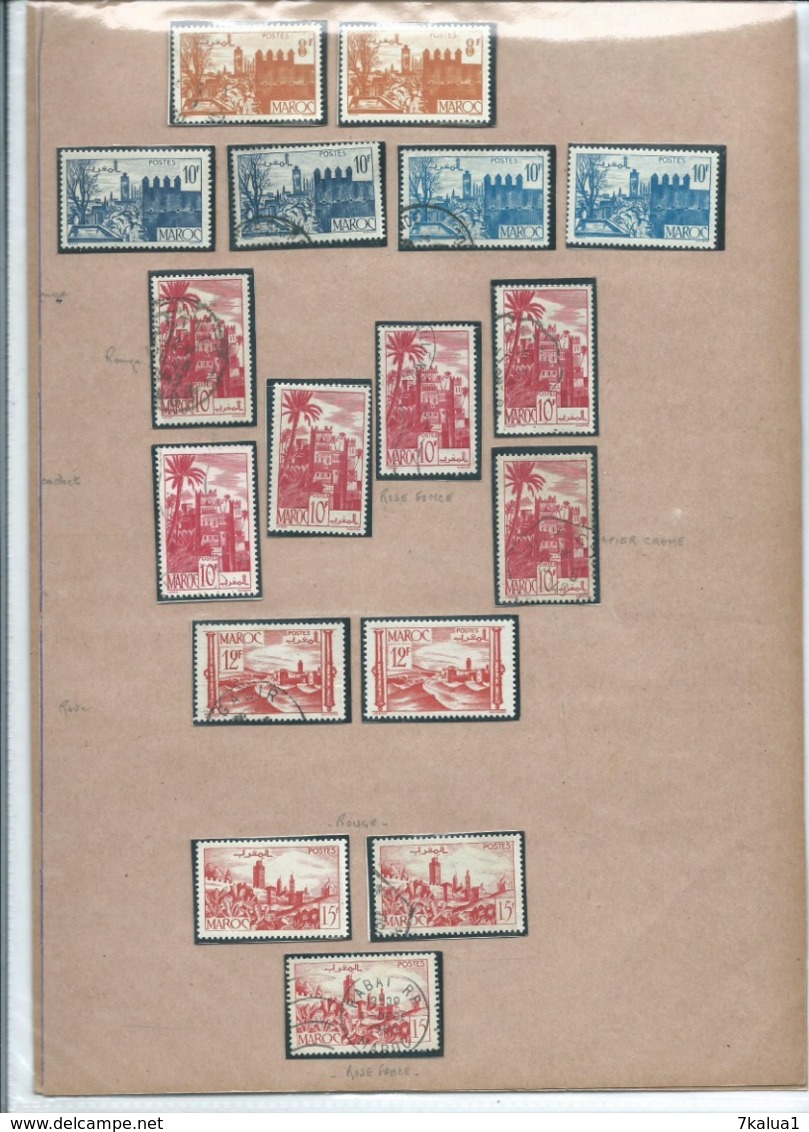 MAROC Colonie Française. Lot Neuf ** Et * Et Oblitérés Avec Variétés Sur 12 Pages. Cote 300 €. - Collections (with Albums)