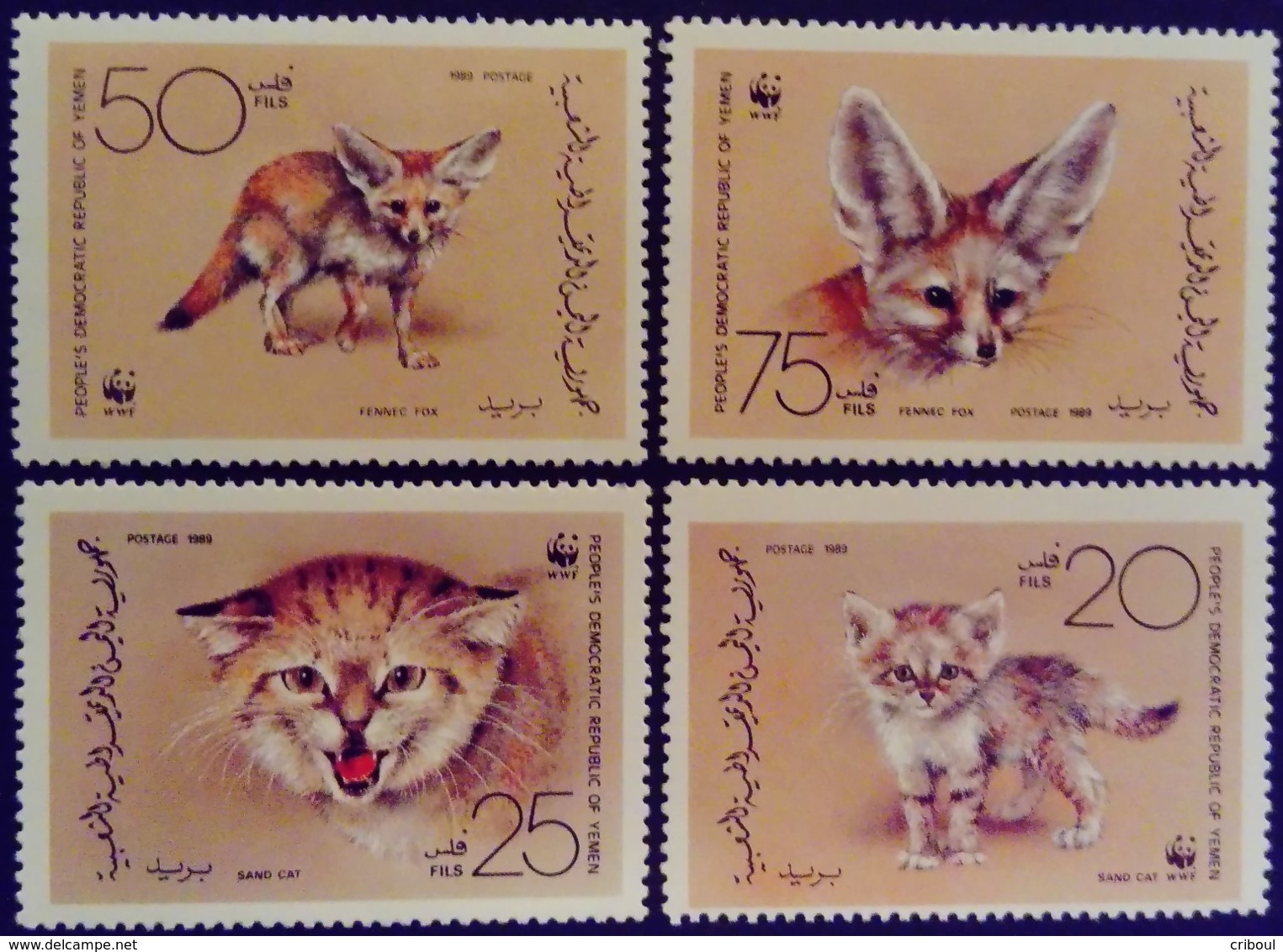 Yemen Du Sud 1989 Animal Chat Fennec Cat WWF Yvert 343-346 ** MNH - Jemen