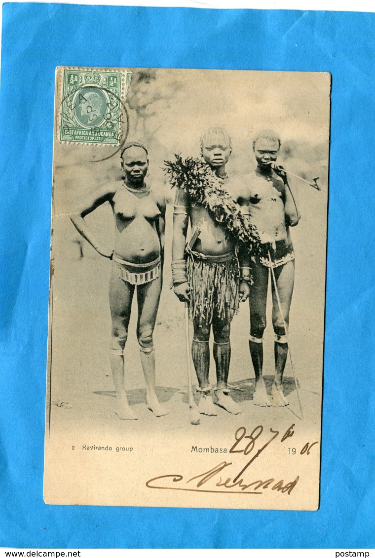 East Africa And Uganda-MOMBASA- -kavirando Group--guerrier Et Femme Seins Nus-gros Plan-a Voyagé En 1906- - Ouganda