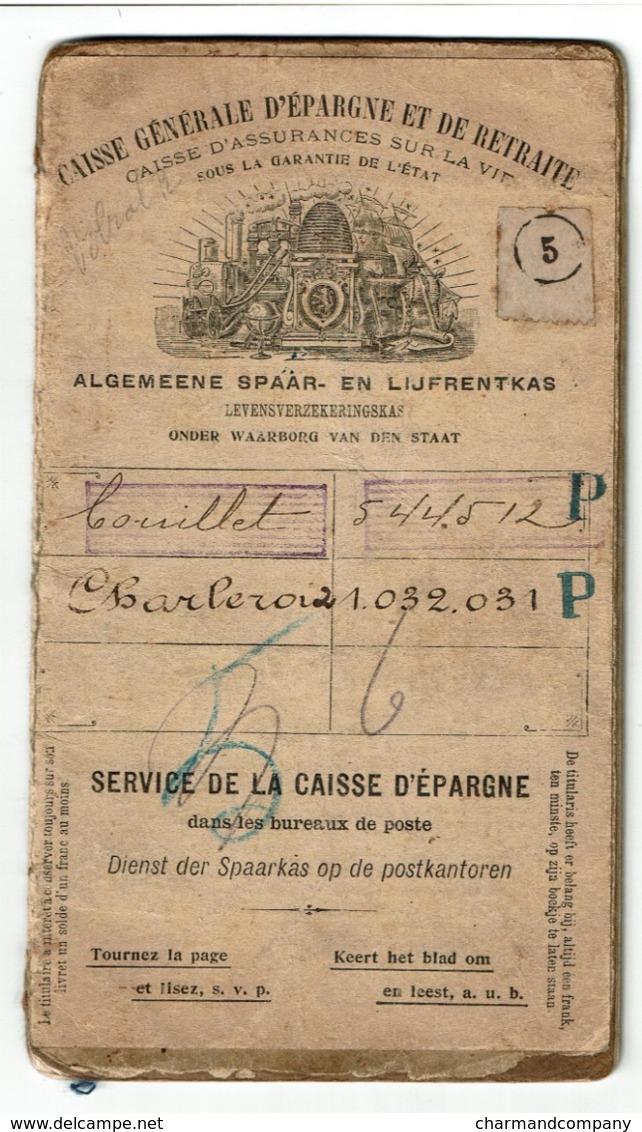 Belgique-België Livret D'Epargne/Spaarboekje CGER Enregistré à COUILLET 1898 à 1925 - Oblitérations Couillet - Charleroi - Autres & Non Classés