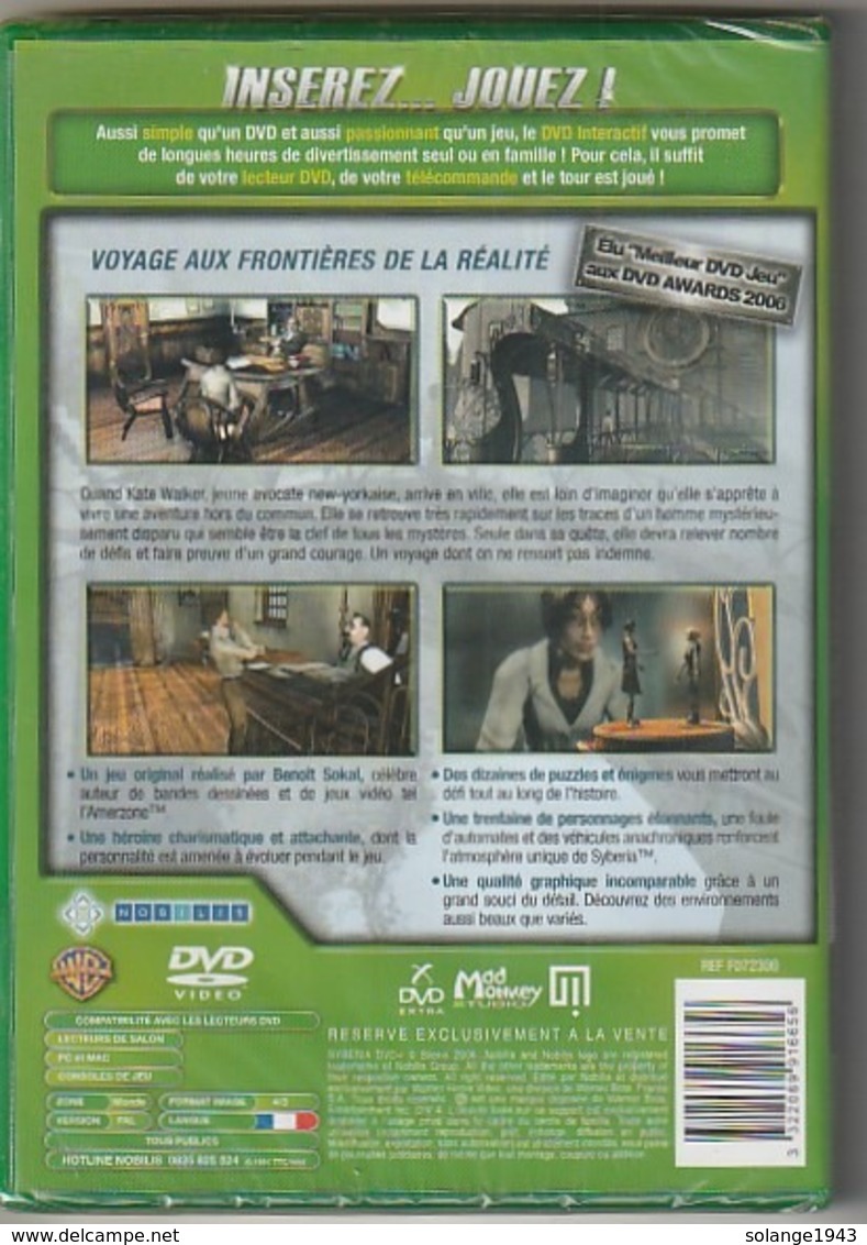 Dvd Jeu Interactif  SYBERIA  De Benoit Sokal    Jouez Sur Votre TV  Etat: TTB    Port 110 Gr - Andere & Zonder Classificatie