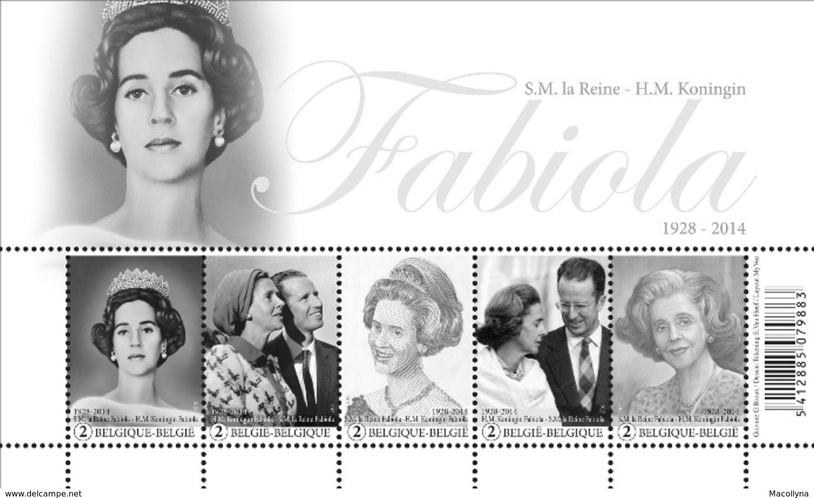 Blok 223** Herdenkingsuitgave H.M. Koningin Fabiola 4485/89** / Hommage à S.M. La Reine Fabiola - Unused Stamps