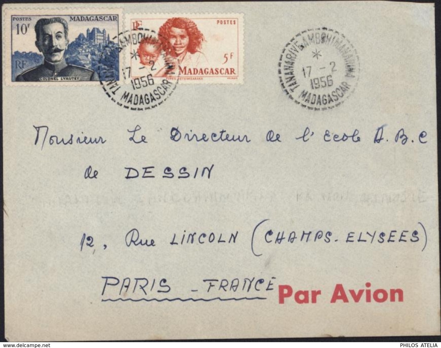 YT 313 325 Lyautey CAD Perlé Tananarive Ambohimanarina Madagascar 17 2 1956 Jamais Vu - Lettres & Documents