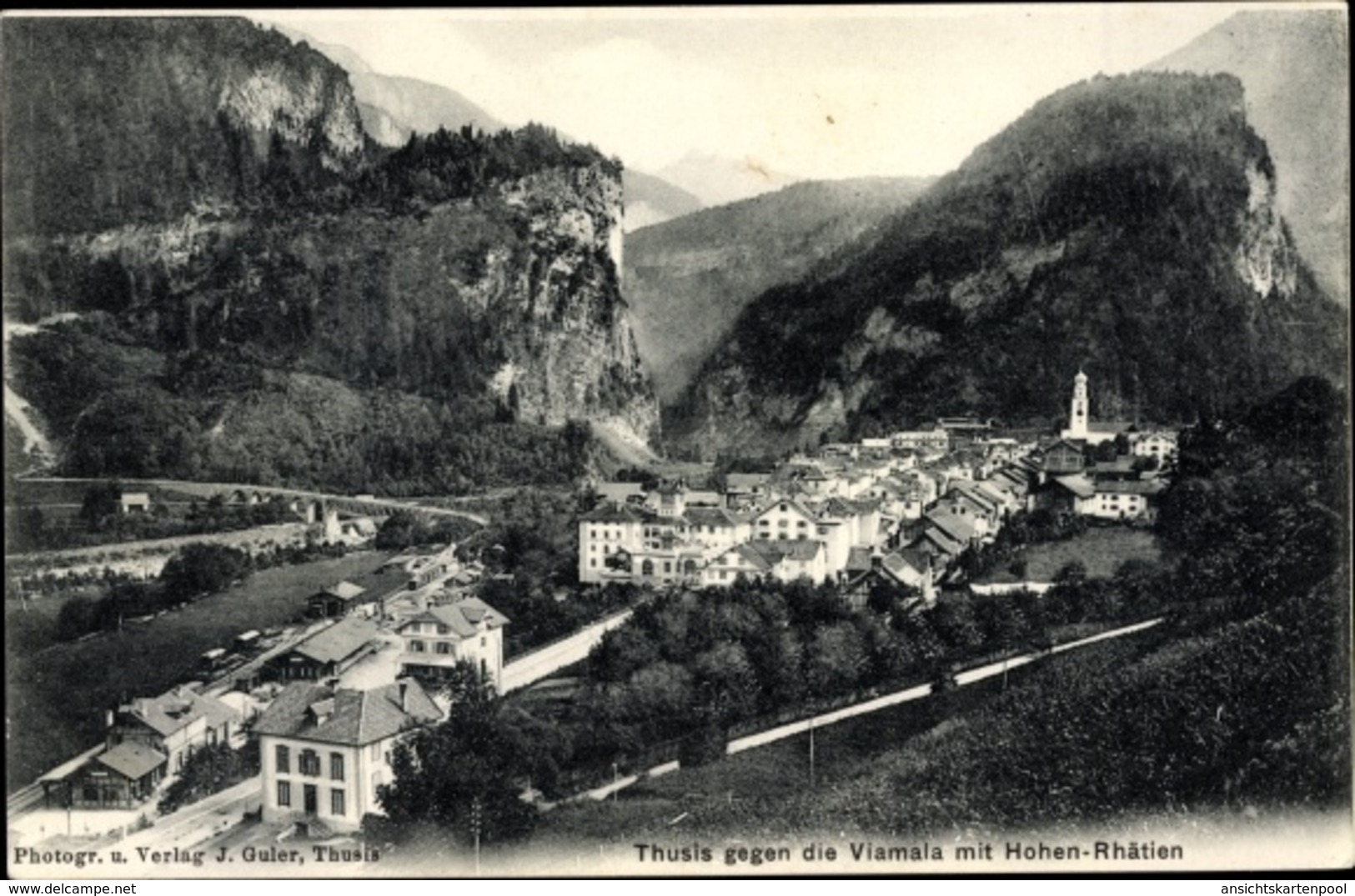 Cp Thusis Kt. Graubünden Schweiz, Panorama Vom Ort Gegen Die Viamala M. Hohen Rhätien - Thusis