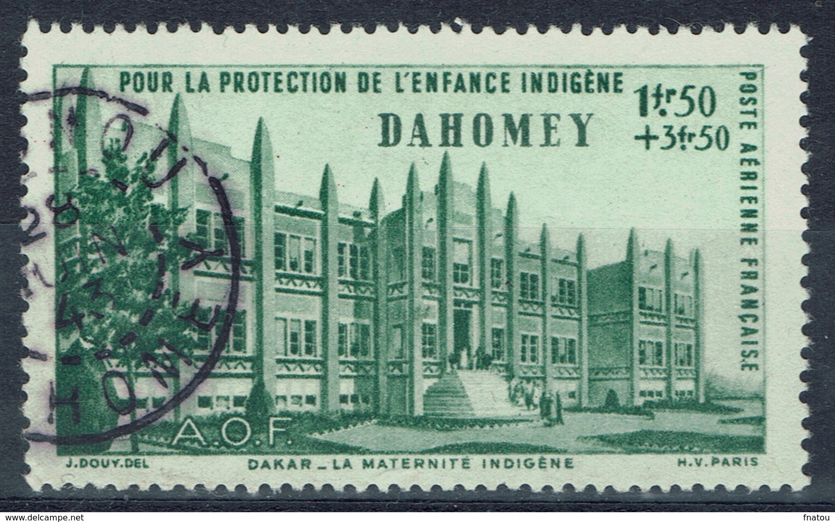 Dahomey (French Colony, Now Benin), 1f.50+3f.50., Childhood Welfare, 1942, VFU Airmail - Used Stamps