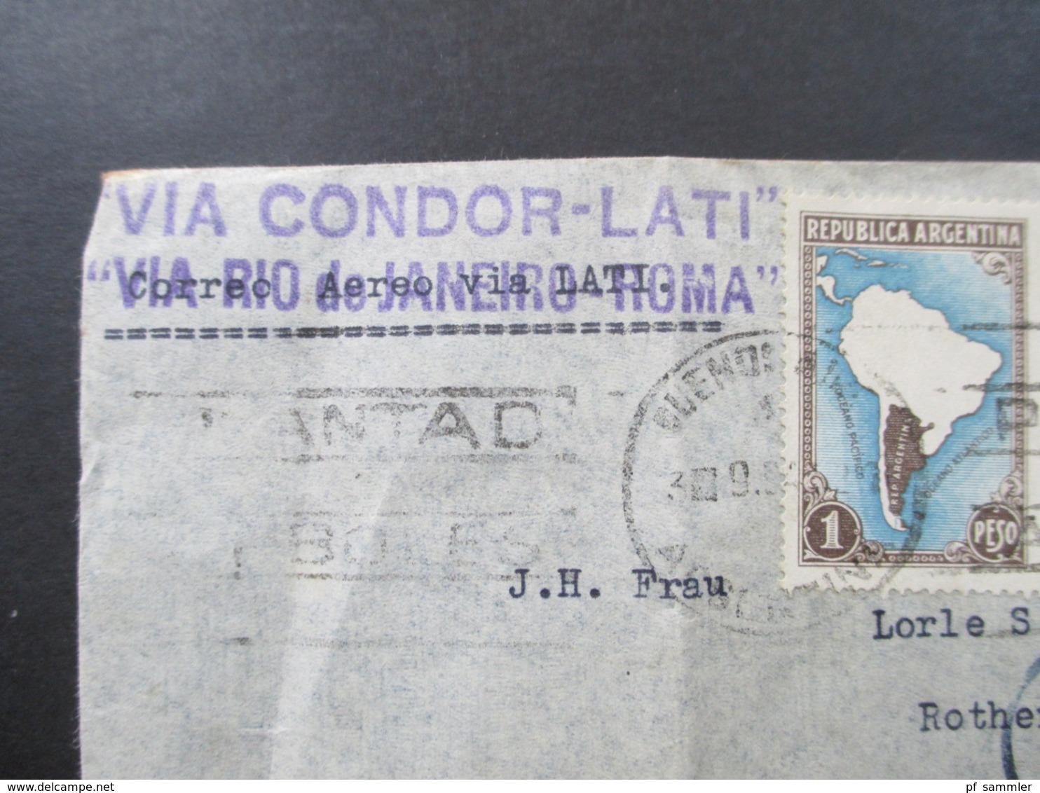 Argentinien 1940 / 41 Luftpost / Zensurbeleg Via Condor Lati Via Rio De Janeiro - Roma Nach Hamburg Im Deutschen Reich - Brieven En Documenten