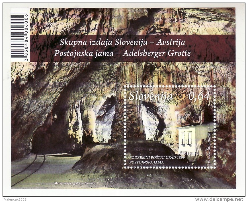 2154/ Slowenien Slovenia 2013 Mi.No. 998 ** MNH Block Adelsberger Grotte Postojna Cave Post Office Common Issue Österrei - Slowenien