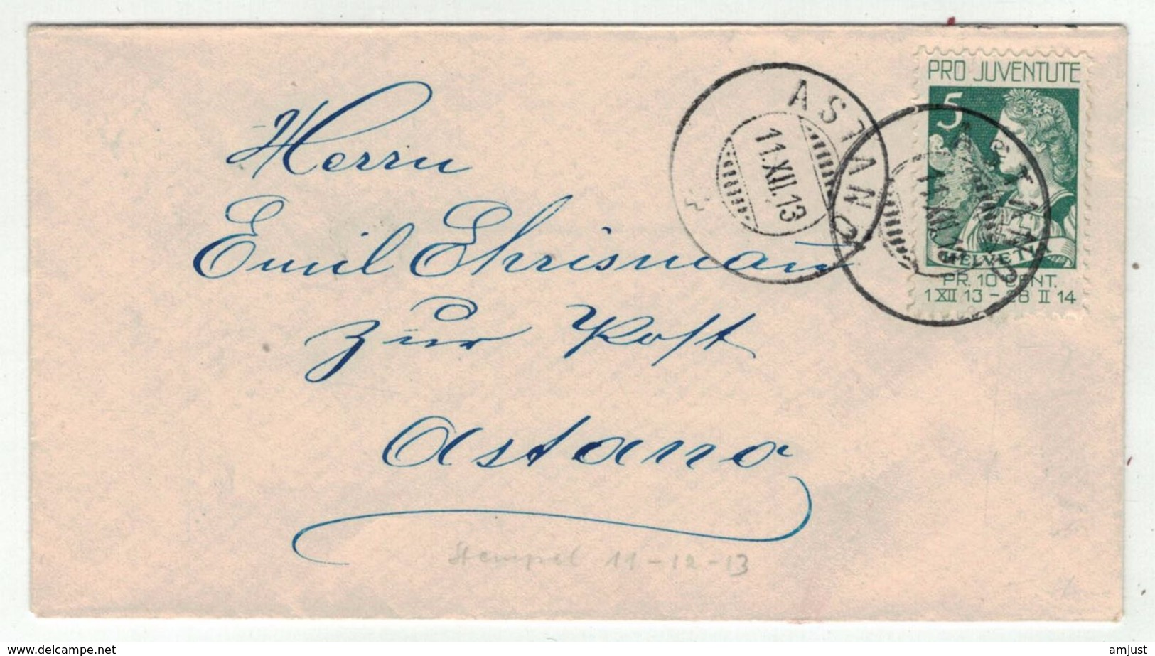 Suisse // Schweiz // Switzerland // Pro-Juventute  // Lettre Pour Astano Du 11.12.13 - Lettres & Documents