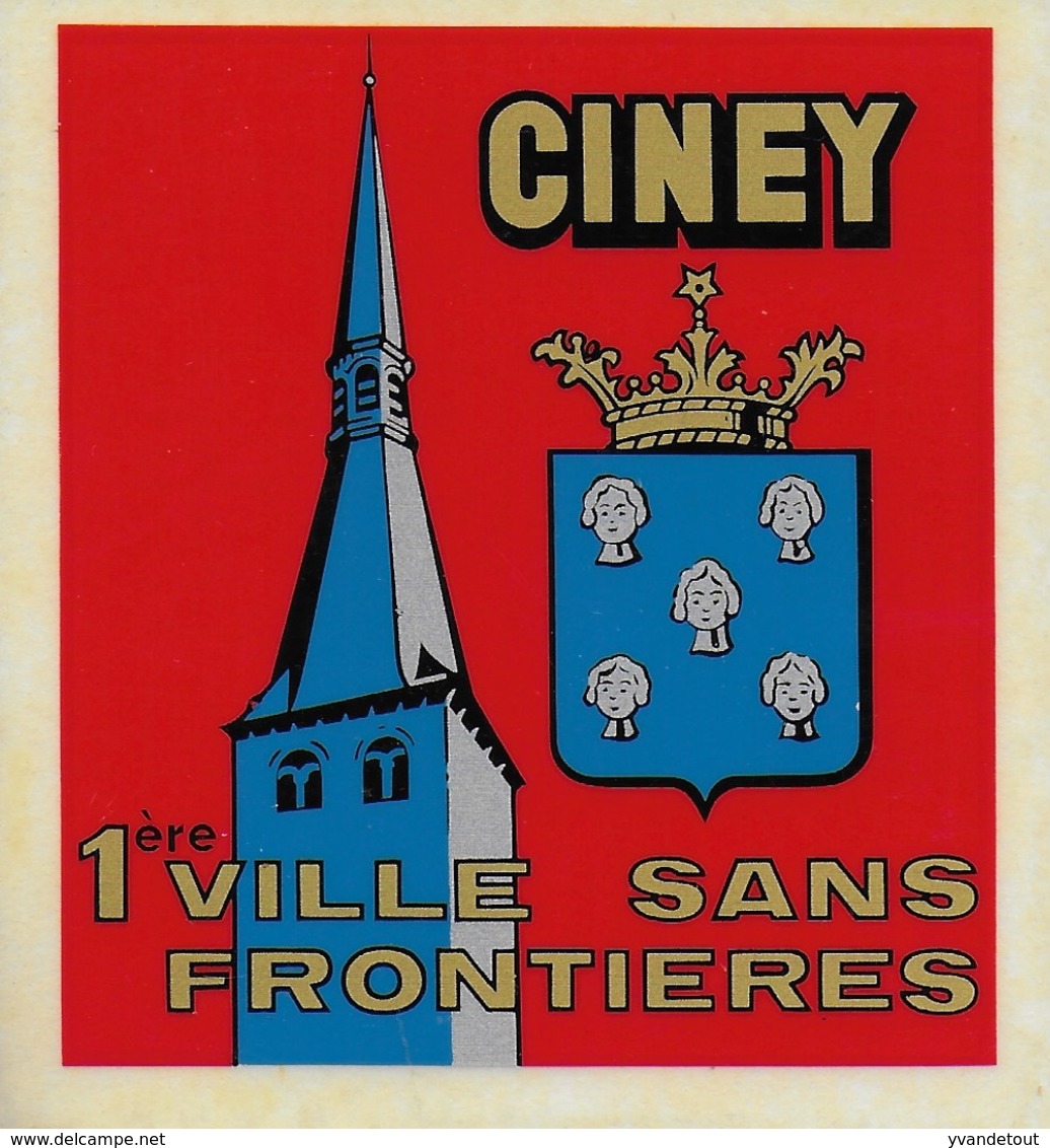 Autocollant Vitre Voiture Ciney 1ère Ville Sans Frontières - Otros & Sin Clasificación