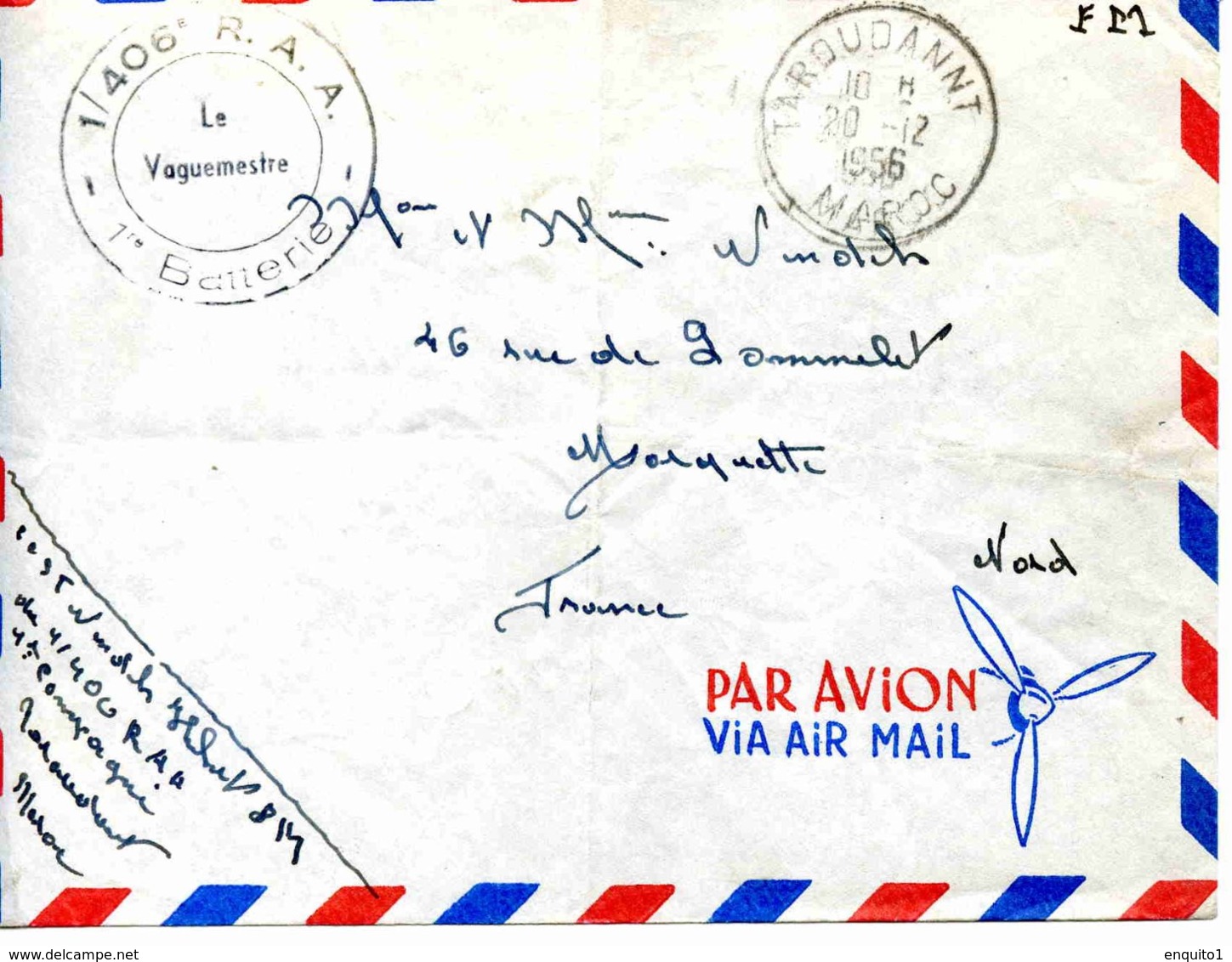 MAROC : Franchise Militaire: Lettre Affranchie Du Bureau De TAROUDANT - 1956 - Cachets Militaires A Partir De 1900 (hors Guerres)