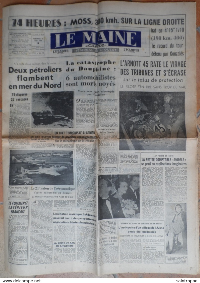 24 H Du Mans 1955.Moss,300KM/H Sur La Ligne Droite.L'Arnott 45 Rate Le Virage.21° Salon Du Bourget. - 1950 à Nos Jours