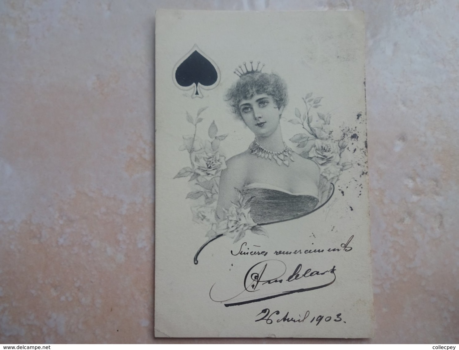 CPA Carte à Jouer Dame De Pique - Cartes à Jouer