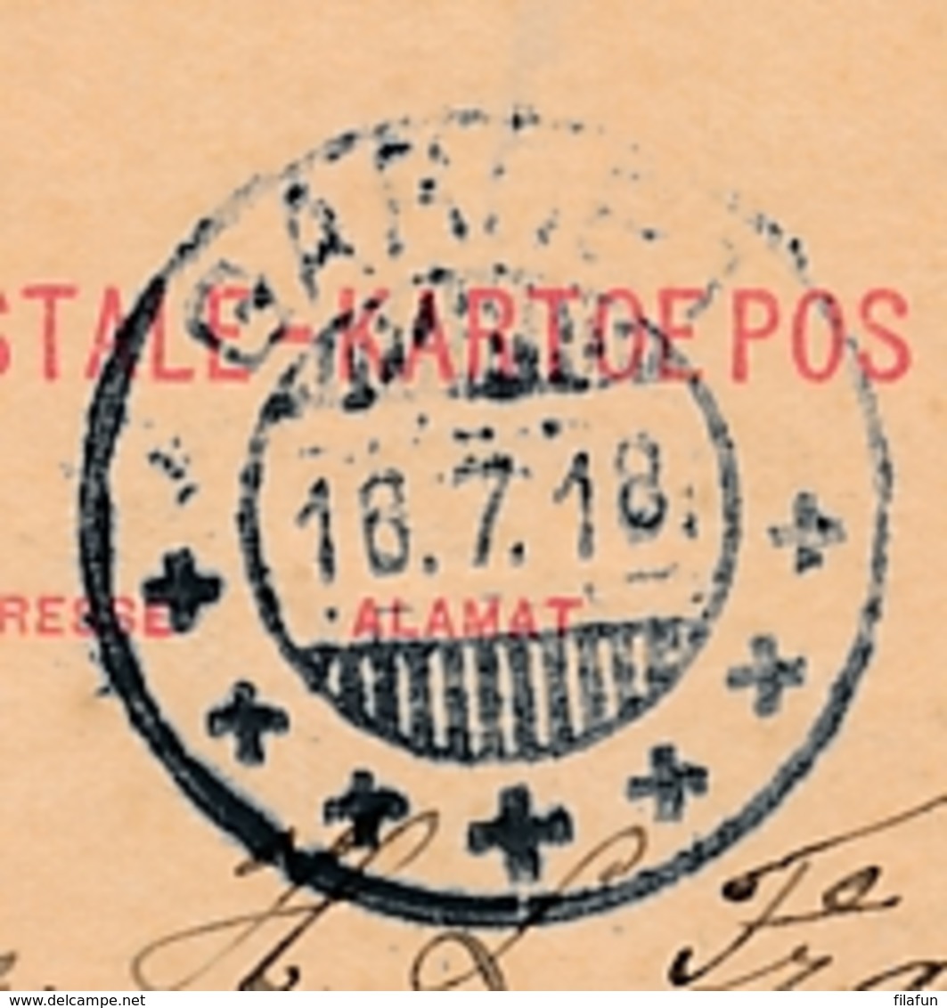 Nederlands Indië - 1918 - 5 Cent Cijfer, Briefkaart G23 Van LB TJISOEROEPAN Via KB GAROET Naar Weltevreden - Nederlands-Indië