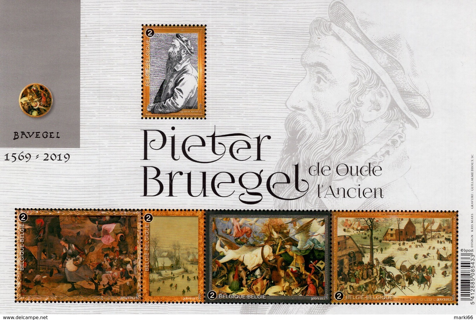 Belgium - 2019 - Pieter Bruegel The Elder - 450th Birth Anniversary - Mint Souvenir Sheet - Nuevos