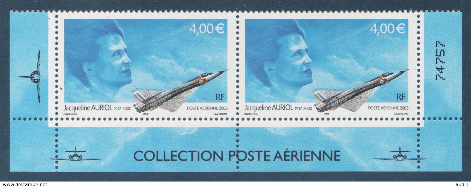 Poste Aérienne 2 X N° 66 A , Jacqueline Auriol , Provenant De La Feuille De 10 Timbres , Port Gratuit - 1960-.... Neufs