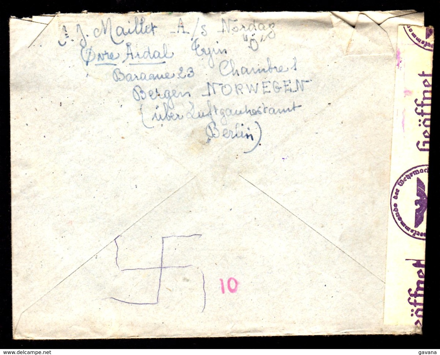 STO En Norvège - Censure Militaire - OVRE-ARDAL Du 11/10/43 - Lettres & Documents