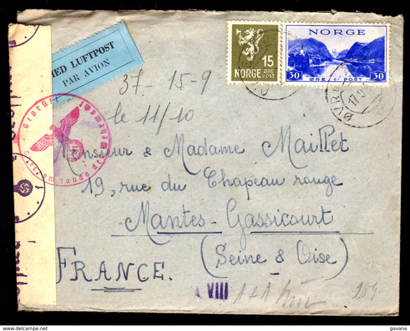 STO En Norvège - Censure Militaire - OVRE-ARDAL Du 17/09/43 - Lettres & Documents